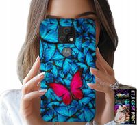 ETUI DO MOTOROLA MOTO E7 PLUS - NIEBIESKIE MOTYLKI, MOTYL, KOBIECE WZORY