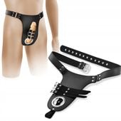 Męski pas cnoty skórzana uprząż na penisa klatka erekcyjna SEX BDSM gadżet