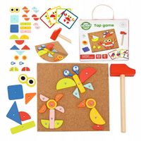 Drewniana Przybijanka z Młotkiem Układanka 20 wzorów 82 el. Certyfikat FSC