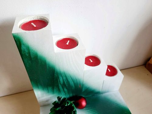 STROIK Świąteczny ŚWIECZNIK ADWENTOWY Z DREWNA Ozdoba BOŻE NARODZENIE DUŻY na Arena.pl