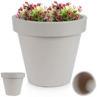 Doniczka Ogrodowa Donica Zewnętrzna Plastikowa Okrągła Beżowa Duża 39x35 cm