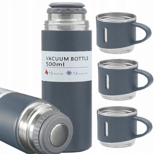 ELEGANCKI TERMOS PRÓŻNIOWY Z KUBKIEM PREZENT DLA MĘŻCZYZNY 3 KUBKI + TORBA na Arena.pl
