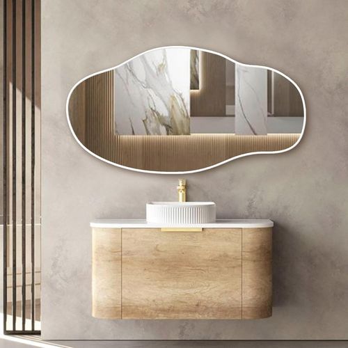 Lustro ścienne asymetryczne 40x75 cm - Biała rama na Arena.pl