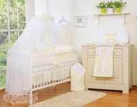 Duża moskitiera do łóżeczka dziecięcego z białego szyfonu z kółeczkami