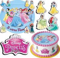 ZESTAW OPŁATEK NA TORT 20CM + 17 POSTACI - KSIĘŻNICZKI + IMIĘ 15CM 18CM