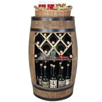 Barek drewniany na alkohol z beczki taca i stojak na wino bar 80x50 wenge