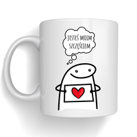 Kubek z nadrukiem z Ludzikiem Jesteś Moim Szczęściem