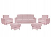 Zestaw wypoczynkowy wersalka fotele pudrowy róż