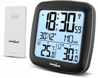 STACJA POGODY POGODOWA BEZPRZEWODOWA DCF CZUJNIK 60m ZEGAR GreenBlue GB542