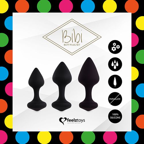 feelztoys   bibi butt plug set 3 pcs black na Arena.pl