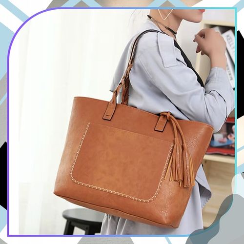 Damska Torebka A4 SHOPPER duża pojemna klasyczna skórzana brązowa eko skóra na Arena.pl