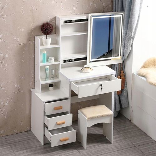 TOALETKA DO MAKIJAŻU LED Z LUSTREM NA PREZENT KOBIETY KOSMETYCZKA + na Arena.pl