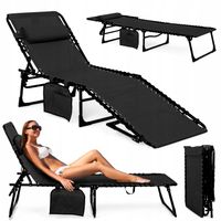 LEŻAK ogrodowy plażowy RIVA SKŁADANY leżanka REGULOWANY łóżko Z ZAGŁÓWKIEM