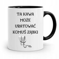 Kubek Czarny Prezent Dentysty Uratować Ząbki Z Nadrukiem Ze Zdjęciem