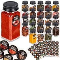 24x Pojemniki na Przyprawy Kuchenne Szklane Słoiki Słoiczki + Etykiety