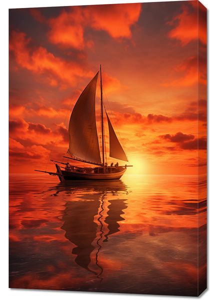 Obraz 60x90cm Pod Żaglami Zachodu Słońca zdjęcie 1