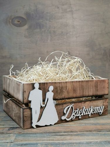 SKRZYNKA DREWNIANA PODZIĘKOWANIE OD PARY MŁODEJ DLA GOŚCI RODZICÓW DZIADKÓW na Arena.pl