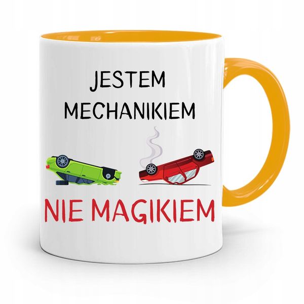 Kubek Żółty Prezent Mechanika Jestem Mechanikiem Z Nadrukiem Ze Zdjęciem zdjęcie 1
