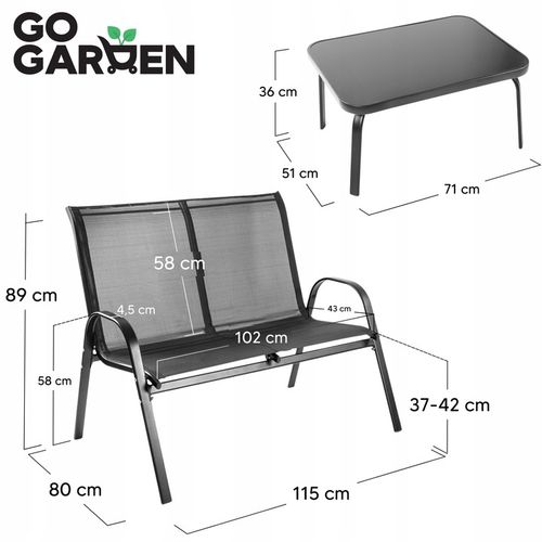 MEBLE OGRODOWE ZESTAW MEBLI OGRODOWYCH KOMPLET METALOWE 2 KRZESŁO SOFA STÓŁ na Arena.pl