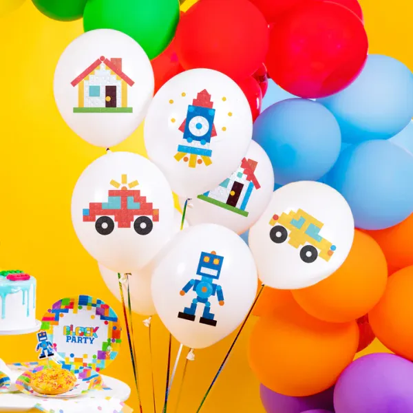 Balony biodegradowalne Klocki 12cali 6szt zdjęcie 3