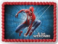 PROSTOKĄTNY OPŁATEK NA TORT A4 20x29CM - SPIDERMAN SPIDER + IMIĘ