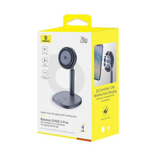 2w1 Ładowarka indukcyjna Orbit 2 Pro MagSafe Qi2 20W z chłodzeniem - szara na Arena.pl