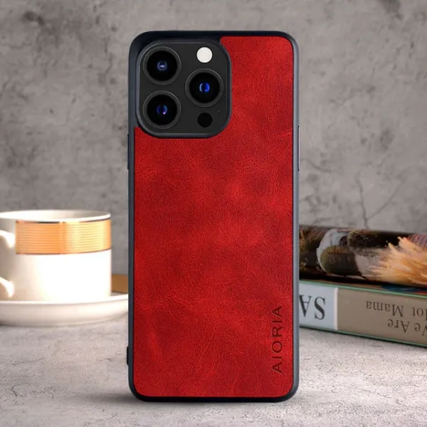 Etui AIORIA Vintage LEATHER do iPhone 13 Pro czerwony zdjęcie 1