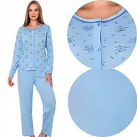 PIŻAMA DWUCZĘŚCIOWA DAMSKA ROZPINANA DŁUGIE SPODNIE DŁUGI RĘKAW BAWEŁNIANA