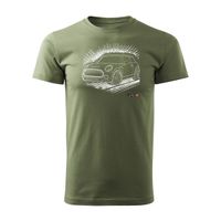 Koszulka z samochodem Mini Morris Mini Cooper kolekcjonerska męska khaki REGULAR S