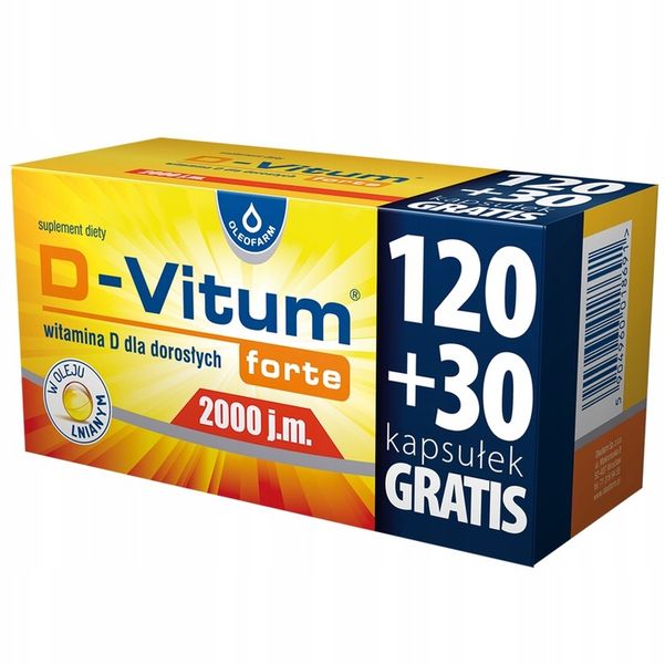 D-Vitum Forte 2000 j.m. witamina D 120+30 kaps. zdjęcie 2