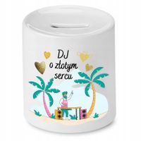 Dla Dja Muzyka Skarbonka Dj O Złotym Sercu Z Nadrukiem Ze Zdjęciem Z Nadruk