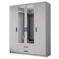 Szafa ADA II 160 cm - pojemna garderoba z lustrem - BIAŁY+CZARNY