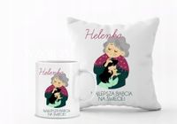 Zestaw PODUSZKA i KUBEK z nadrukiem PREZENT na dzień babci różne wzory