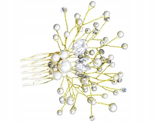 Opaska gałązka ozdoba złota na druciku perły ŚLUB  N24_Złoty na Arena.pl