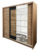 Garderoba Szafa Przesuwna 200 cm Artisan + Grafit Lustro AVERS-4 FD