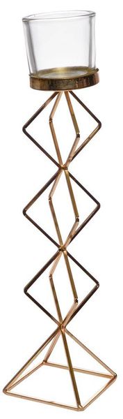Świecznik metal geometryczny wysoki zdjęcie 1