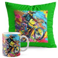 ZESTAW KUBEK + PODUSZKA ZIELONA - ROWER BMX MTB SPORT