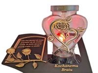 BRAT BRATU SOLARNY ZNICZ LAMPION NA GRÓB RÓŻA W SERCU ZŁ SKOS SENTENCJA