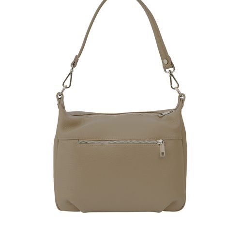 Skórzana torebka z zamszowym akcentem - Beżowa na Arena.pl