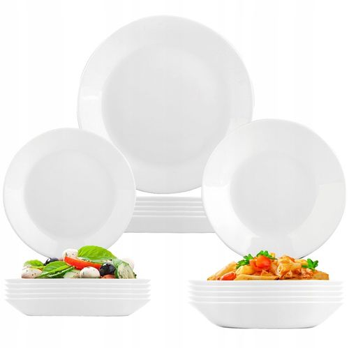 Serwis OBIADOWY komplet talerzy dla 6 osób 18 elementów BIAŁE na Arena.pl