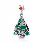 Zawieszka SREBRO 925 Charms Koralik Drzewo Choinka Święta Bożego Narodzenia