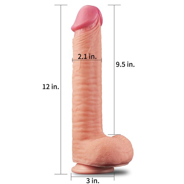 12"" Dual Layered Platinum Silicone Cock zdjęcie 2