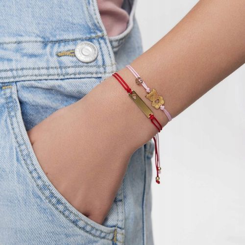 Bransoletka srebrna pozłacana na sznurku - miś - Hippie YES na Arena.pl