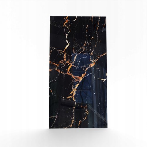 Czarny polerowany gres marmurowy 120x60, złoto-miedziane żyły WYSOKI POŁYSK na Arena.pl