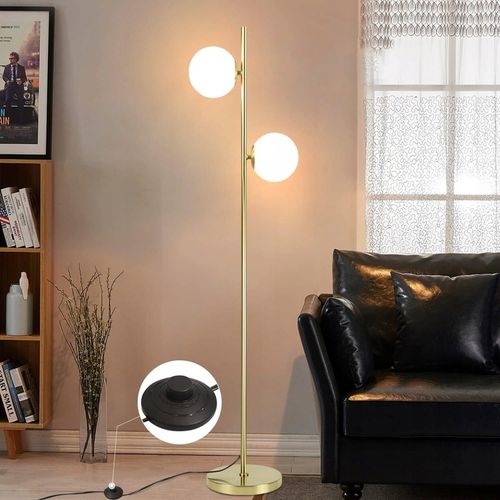 Złota Lampa Stojąca Podłogowa Lampka LED 2X G9 Kula Do Czytania na Arena.pl