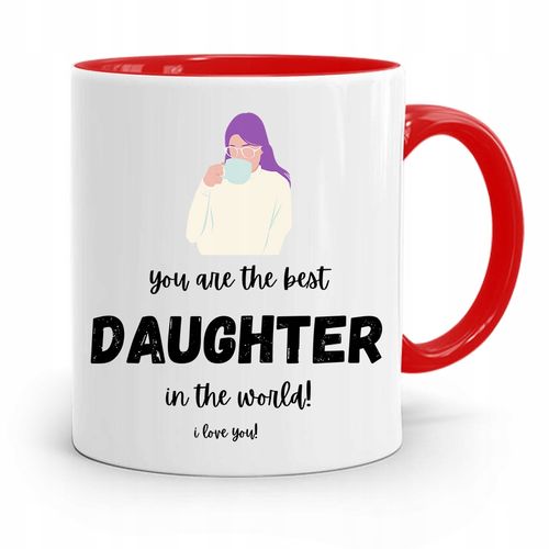Kubek Czerwony Prezent Dla Córki Best Daughter Z Nadrukiem Ze Zdjęciem na Arena.pl