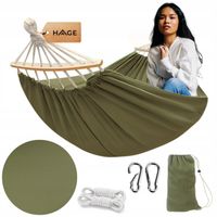 HAMAK Z DRĄŻKIEM TURYSTYCZNY BOHO DWUOSOBOWY 150x275cm 240kg ARMY GREEN