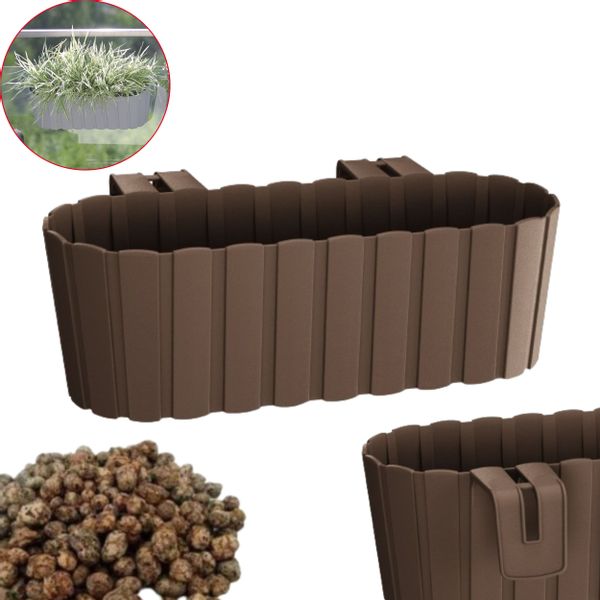 Skrzynka na balustradę DDECZ400 Doniczka balkonowa + Keramzyt 1l zdjęcie 1