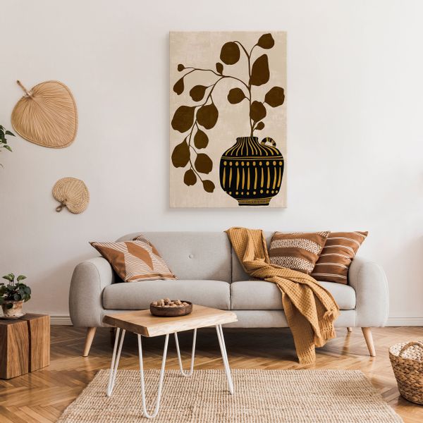 Obraz Na Płótnie Liście Azteckie Wzory Martwa Natura Styl Boho 70cm x 100cm zdjęcie 3