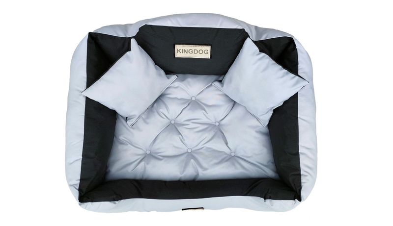 Legowisko dla psa kojec KINGDOG 55x45 cm wodoodporne jasnoszare zdjęcie 4